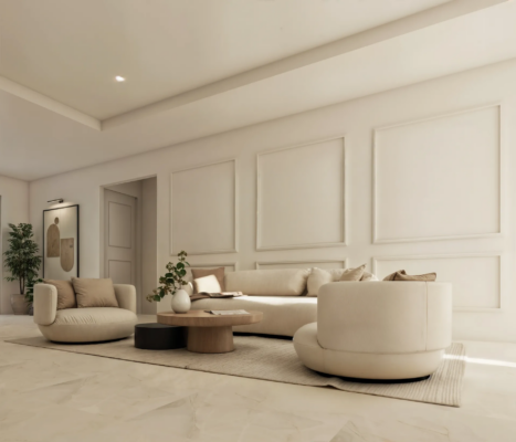 Spacious modern living room in the Xavi Model home by Paladium One