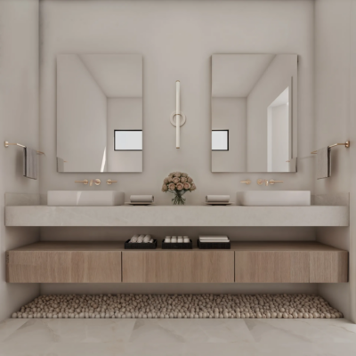Premium master bathroom with high-end finishes in the Xavi Model
