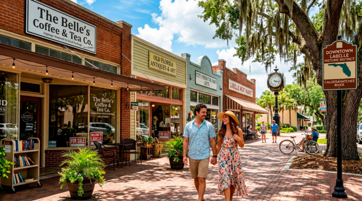 Historic Downtown LaBelle district street with shops representing one of the best neighborhoods in LaBelle Florida